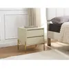 Table de chevet 2 tiroirs - MDF et métal - Beige et doré - KORASA