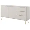 Buffet 2 portes et 3 tiroirs en MDF - Beige et doré - ELONARIA II