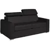 VENTE-UNIQUE Canapé 3 places convertible express en cuir de buffle noir - Couchage 140 cm - Matelas 22 cm - VIZIR