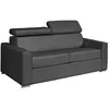 VENTE-UNIQUE Canapé 3 places convertible express en cuir de buffle gris - Couchage 140 cm - Matelas 18 cm - VIZIR