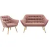 VENTE-UNIQUE Canapé 2 places et fauteuil en tissu rose chiné CASERTA