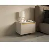 Lot de 2 tables de chevet 1 tiroir - MDF - Beige et doré - POSINIA de ...