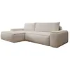 Canapé d'angle gauche convertible en velours côtelé beige ZOMELA