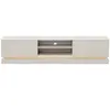 Meuble TV 2 tiroirs et 2 niches avec LEDs en MDF - Beige et effet marb...