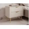 Table de chevet - 2 tiroirs - Beige et doré - ELONARIA
