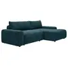 Canapé d'angle droit convertible en tissu texturé bleu DAVISO