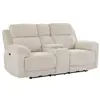 VENTE-UNIQUE Canapé 2 places relax électrique avec tablette en tissu c...