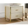 Lot de 2 tables de chevet 2 tiroirs - MDF - Beige et doré - OMBRELIA