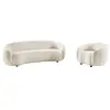 Canapé 3 places et fauteuil en tissu bouclette blanc ivoire BOVANA
