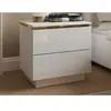 Lot de 2 tables de chevet avec 2 tiroirs - Blanc brillant et doré - VU...