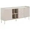 Buffet avec 2 portes 3 tiroirs et 4 niches - Beige et doré - LUNAOR