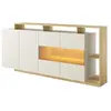 VENTE-UNIQUE Buffet 4 portes et 4 niches avec LEDs - Beige et Naturel ...