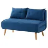 Canapé 2 places convertible en tissu bleu VALERIO