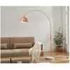 Grand lampadaire arc - Métal et marbre - H. 180 cm - Cuivré - OMBRAGE