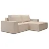 Petit canapé dangle droit convertible en tissu texturé beige AMELIA
