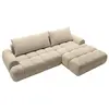 Canapé dangle droit convertible en tissu chenille taupe FARNETA