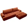 Canapé dangle droit convertible en tissu chenille terracotta FARNETA