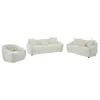 Canapé 3 places 2 places et un fauteuil en tissu texturé ivoire NAFEKI