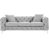 VENTE-UNIQUE Canapé 3 places chesterfield en velours gris clair EDWINA