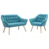 VENTE-UNIQUE Canapé 2 places et fauteuil en tissu bleu CASERTA