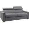 VENTE-UNIQUE Canapé 4 places convertible express en tissu VIZIR - Gris - Couchage lattes larges 160 cm - Matelas 22 cm avec mémoire de forme DUNL