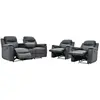VENTE-UNIQUE Canapé 3 places et 2 fauteuils relax EVASION en cuir - Gris