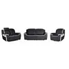 VENTE-UNIQUE Canapé relax électrique en cuir ANGELIQUE - Noir/blanc - 3+2+1 places