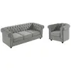 VENTE-UNIQUE Canapé 3 places et fauteuil CHESTERFIELD - Velours gris clair