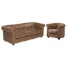 Canapé 3 places et fauteuil CHESTERFIELD en microfibre vieilli - VENTE...