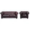VENTE-UNIQUE Canapé chesterfield BRENTON 100% cuir de buffle - Marron, vert, rouge, caramel ou vert de gris