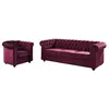 VENTE-UNIQUE Canapé 3 places et fauteuil CHESTERFIELD - velours pourpre