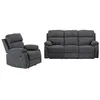 Canapé 3 places et un fauteuil relax en tissu TOLZANO - Anthracite