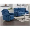 VENTE-UNIQUE Canapé 3 places et fauteuil relax électrique en tissu bleu BUROLO