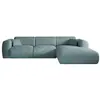 VENTE-UNIQUE Grand Canapé d'angle droit en tissu texturé bleu POGNI