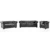 VENTE-UNIQUE Canapés 3 places et 2 places et fauteuil en velours anthracite CHESTERFIELD