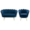 PASCAL MORABITO Canapé 2 places et fauteuil coquillage en velours bleu nuit DANDELION