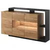 VENTE-UNIQUE Buffet 3 portes et 3 niches - Avec LEDs - Coloris : Naturel et anthracite - IDESIA
