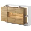 VENTE-UNIQUE Buffet 3 portes et 3 niches - Avec LEDs - Coloris : Naturel et blanc - IDESIA