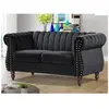 VENTE-UNIQUE Canapé chesterfield 2 places en velours noir TRUMBO