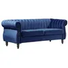 VENTE-UNIQUE Canapé chesterfield 3 places en velours bleu roi TRUMBO