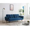 VENTE-UNIQUE Canapé 3 places convertible clic-clac en velours bleu GULCAN