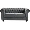 VENTE-UNIQUE Canapé 2 places en velours anthracite CHESTERFIELD