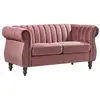 VENTE-UNIQUE Canapé chesterfield 2 places en velours vieux rose TRUMBO