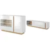 VENTE-UNIQUE Ensemble buffet et meuble TV blanc brillant et naturel - Séjour lumineux MURARI