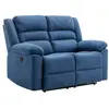 VENTE-UNIQUE Canapé 2 places relax électrique en tissu bleu BUROLO