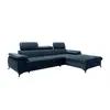 VENTE-UNIQUE Canapé d'angle droit convertible en velours bleu nuit SAMARA
