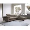VENTE-UNIQUE Canapé d'angle droit convertible en velours taupe SAMARA