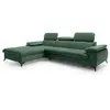 VENTE-UNIQUE Canapé d'angle gauche convertible en velours vert SAMARA