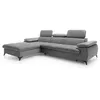 VENTE-UNIQUE Canapé d'angle gauche convertible en velours gris clair SAMARA