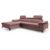 VENTE-UNIQUE Canapé d'angle gauche convertible en velours rose SAMARA